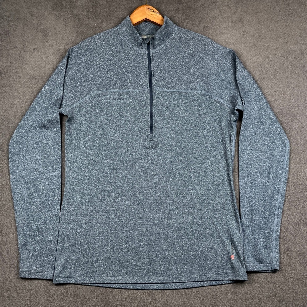 Mammut Klamath Polartec Power Wool Half Zip Pullover Mens Large Blue Wool Blend